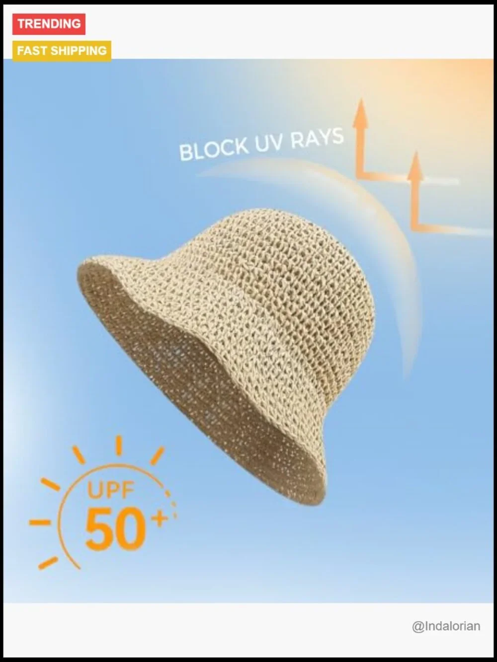 Straw Bucket Hat Packable Floppy Wide Brim UV Protection Travel Sun Hat